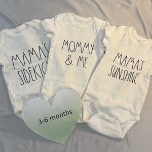 Rae Dunn - Set of 3 Baby Short Sleeve White Onesie Shirts